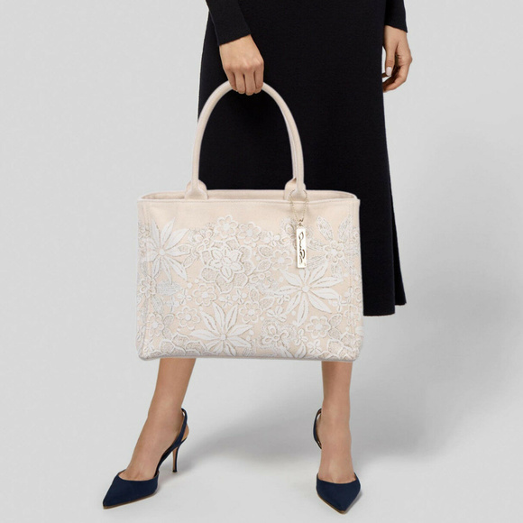 Oscar de la Renta Handbags - Oscar de la Renta Floral Macramé Print Canvas Tote